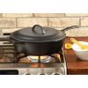 12 inch Round Cast Iron Deep Skillet with Lid Pre Seasoned and Made in the USA