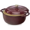 6 Quart Large Maroon Cabernet Red Enamel Cast Iron Dutch Oven Kitchen Cookware