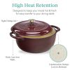 6 Quart Large Maroon Cabernet Red Enamel Cast Iron Dutch Oven Kitchen Cookware