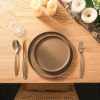 16 Piece Stoneware Dinnerware Set in Matte Brown   Service for 4