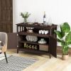 Dark Brown Wood 2 Door Dining Buffet Sideboard Cabinet with Open Storage Shelf