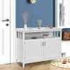 White Wood 2 Door Dining Buffet Sideboard Cabinet with Open Storage Shelf