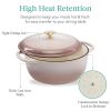 6 Quart Large Pink Beige Off White Enamel Cast Iron Dutch Oven Kitchen Cookware