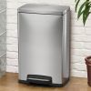 13 Gallon Kitchen Trash Can with Step Lid in Stainless Steel Finish