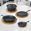 5 Piece Cast Iron Cookware Set with Dutch Oven Griddle and 2 Skillets