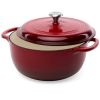 6 Quart Large Red Enamel Cast Iron Dutch Oven Kitchen Cookware