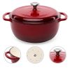 6 Quart Large Red Enamel Cast Iron Dutch Oven Kitchen Cookware