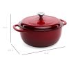 6 Quart Large Red Enamel Cast Iron Dutch Oven Kitchen Cookware