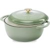 6 Quart Large Sage Green Enamel Cast Iron Dutch Oven Kitchen Cookware