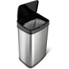 Silver/Black 13 Gallon Stainless Steel Kitchen Trash Can with Motion Sensor Lid