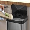 Silver/Black 13 Gallon Stainless Steel Kitchen Trash Can with Motion Sensor Lid