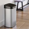 Silver/Black 13 Gallon Stainless Steel Kitchen Trash Can with Motion Sensor Lid