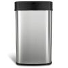 Silver/Black 13 Gallon Stainless Steel Kitchen Trash Can with Motion Sensor Lid