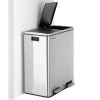 Dual Stainless Steel 16 Gallon Trash Can Recycle Bin with 2 Step on Pedal Lids