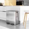 Dual Stainless Steel 16 Gallon Trash Can Recycle Bin with 2 Step on Pedal Lids