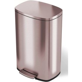 13 Gallon Copper Rose Gold Stainless Steel Step Trash Can with Deodorizer Filter