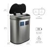 Dual Stainless Steel 18 Gallon Trash Can Recycle Bin with Motion Sensor Lid