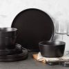 16 Piece Stoneware Dinnerware Set in Matte Black   Service for 4