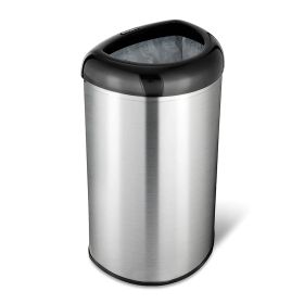 Stainless Steel Black Open Top 13 Gallon Kitchen Trash Can with No Lid
