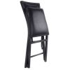 Set of 2   Modern Black Metal Folding Dining Chairs with PU Leather Seat Cushion
