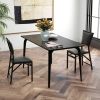 Set of 2   Modern Black Metal Folding Dining Chairs with PU Leather Seat Cushion