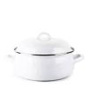 4 Quart White Porcelain Coated Steel Dutch Oven w/ Lid and Stainless Steel Trim