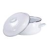 4 Quart White Porcelain Coated Steel Dutch Oven w/ Lid and Stainless Steel Trim