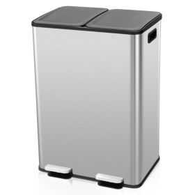 Dual 8 Gallon Step Trash Can Recycle Bin Food Waste Kitchen Compost Container