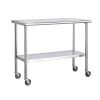 Stainless Steel 2 ft Kitchen Island Cart Prep Table with Casters