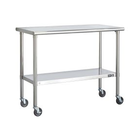 Stainless Steel 2 ft Kitchen Island Cart Prep Table with Casters