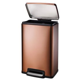 Stainless Steel 13 Gallon Kitchen Trash Can with Step Lid in Copper Bronze