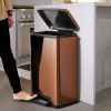 Stainless Steel 13 Gallon Kitchen Trash Can with Step Lid in Copper Bronze