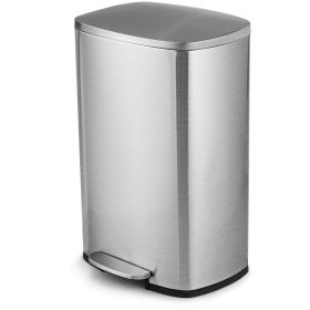 13 Gallon Modern Stainless Steel Kitchen Trash Can with Foot Step Pedal Design