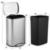 13 Gallon Modern Stainless Steel Kitchen Trash Can with Foot Step Pedal Design
