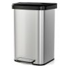 13 Gallon Silver Stainless Steel Step Trash Can with Soft Close Lid