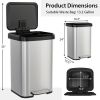 13 Gallon Silver Stainless Steel Step Trash Can with Soft Close Lid