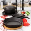 12 Piece Cast Iron Cookware set with Dutch Oven Frying Pan Skillet and Pizza Pan