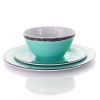 12 Piece Melamine Plates Bowls Dinnerware Set in Turquoise Blue   Service for 4
