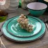 12 Piece Melamine Plates Bowls Dinnerware Set in Turquoise Blue   Service for 4