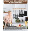 Ceiling Mounted 36 inch Wooden Pot Rack with 4 Pan Hanging Hooks and 2 Swivel Hooks