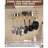 36 inch x 8 inch Wall Mounted Metal Wood Pot Rack with 6 Swivel Hooks
