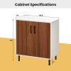 Modern White Brown Wood Dining Sideboard Buffet 2 Door Storage Cabinet