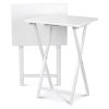 Set of 2   Folding TV Tray Table in White Wood Finish