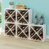 Stackable 12 Bottle Wine Rack in White Wood Finish